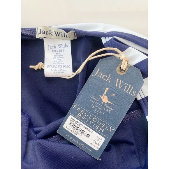 𝅺NWT Jack Wills Shrenstone Stripe Nautical One Piece Coastal Classic Swimsuit 2 - Picture 3 of 4